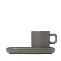 Przejdź do produktu Zestaw 2 Kubków Do Espresso z Podstawkami PILAR, Pewter - ceramika, 50 ml