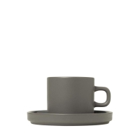 Przejdź do produktu Zestaw 2 Kubków Do Kawy Z Podstawkami PILAR, Pewter - ceramika, 200 ml