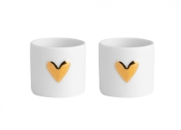 Przejdź do produktu Zestaw 2 świeczników na tealight - złote serce, Porcelana