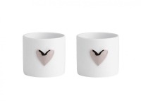 Przejdź do produktu Zestaw 2 świeczników na tealight - srebrne serce, Porcelana