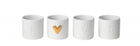 Przejdź do produktu Zestaw 4 świeczników na tealight - love, Porcelana